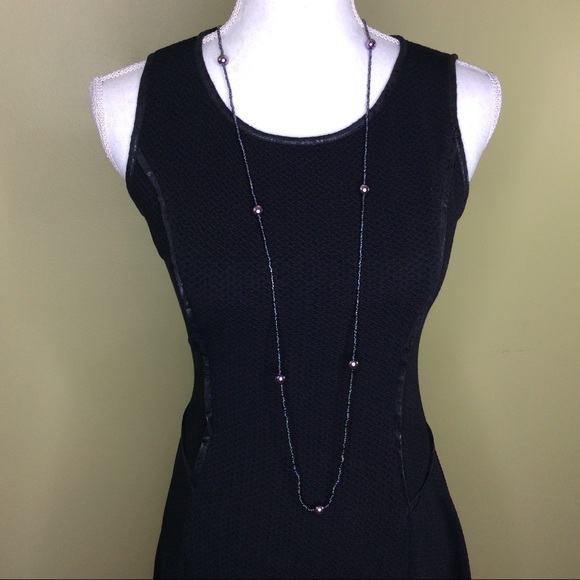 Leather Trim Waffle Weave Knit Short  Dress - Picture 4 of 8